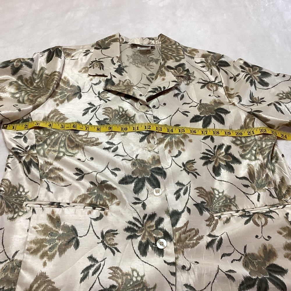 Dressbarn Vtg Y2K Floral Button Down Shirt Cream and Green 14W Camp - Picture 4 of 6